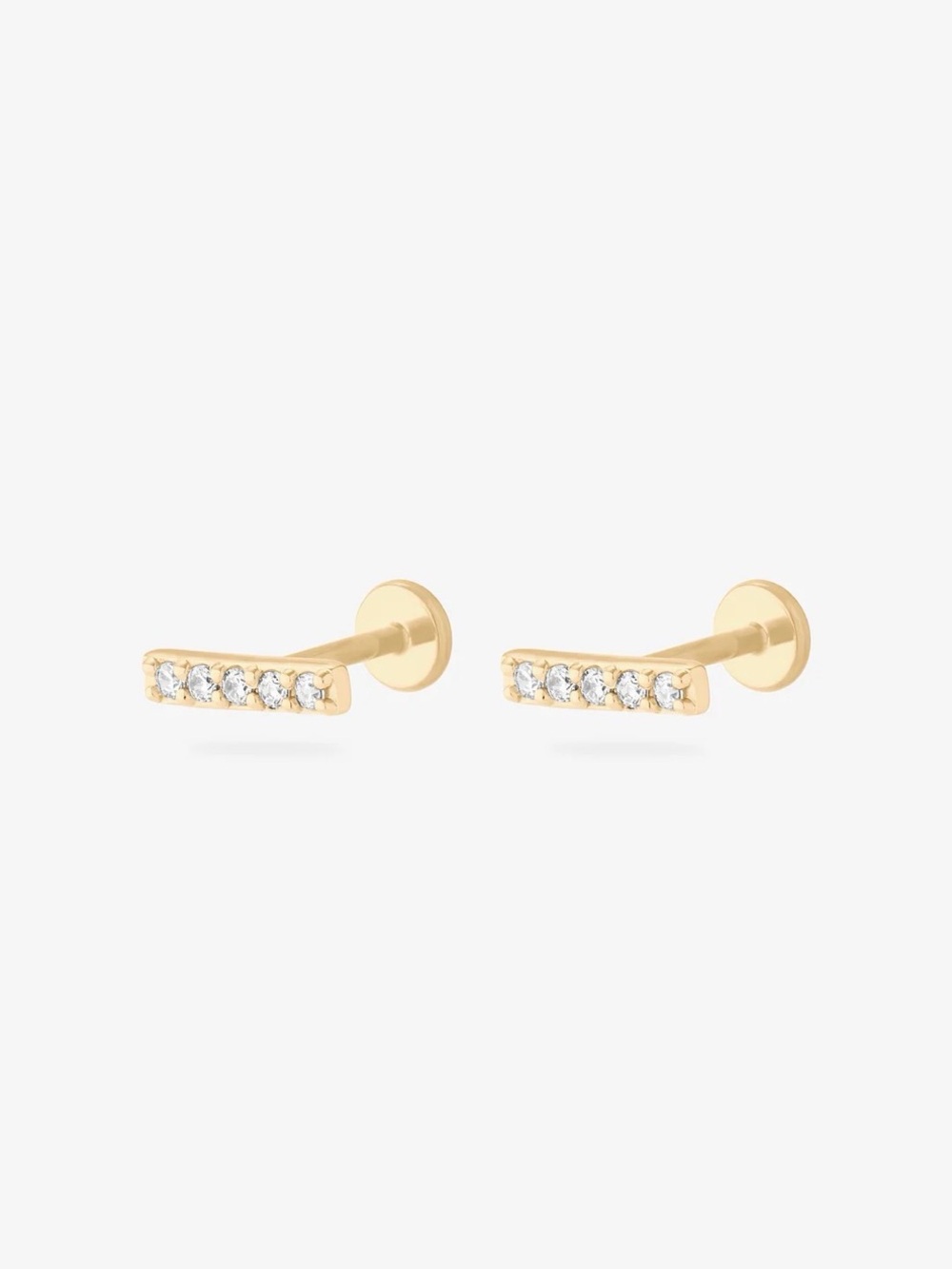 Gold Pave Bar Flatback Stud